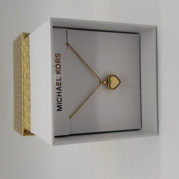 1608- MICHAEL Michael Kors Heart Pendant Necklace Gold Tone NWT - Picture 3 of 9